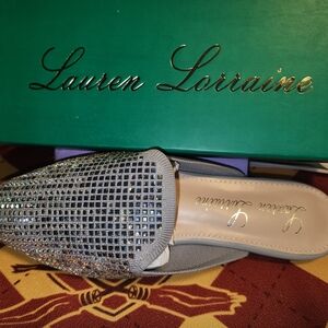 Lauren Lorraine Glittering Silver Mules